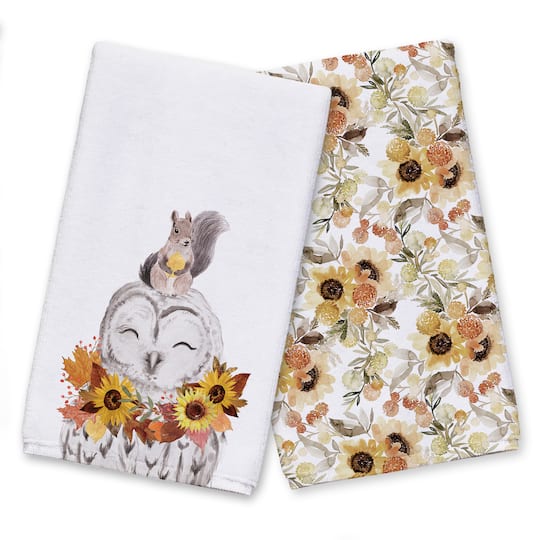 Owl And Squirrel Tea Towel, 2ct.